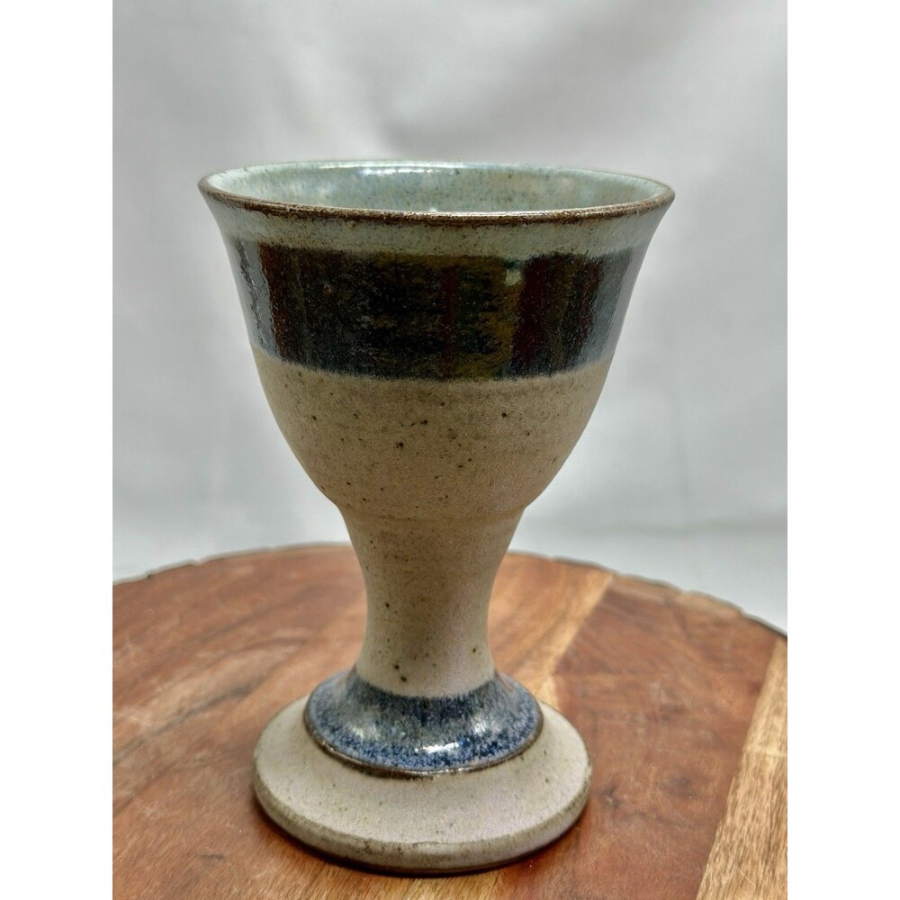 Studio Pottery Goblet Signed Chalice Amazing Design Glaze Cheers